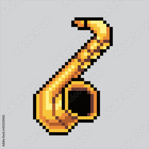Pixel art illustration Saxophone. Pixelated Saxophone. Saxophone music icon pixelated
for the pixel art game and icon for website and video game. old school retro.
