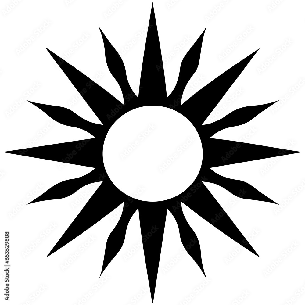 Elegant retro pictorial logo black sun twinkle sparkle illuastration