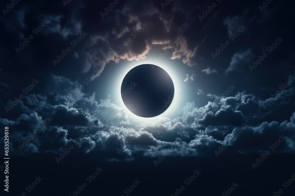 Obraz premium Solar eclipse or Lunar eclipse with the cloud on the sky background.