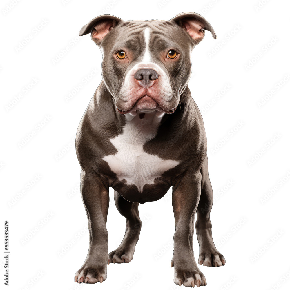 American pitbull terrier dog on transparent background.