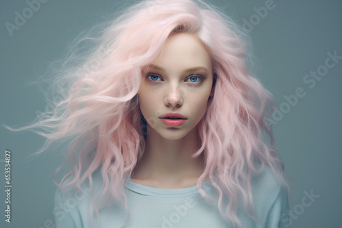 woman in subtle pastel colors photography