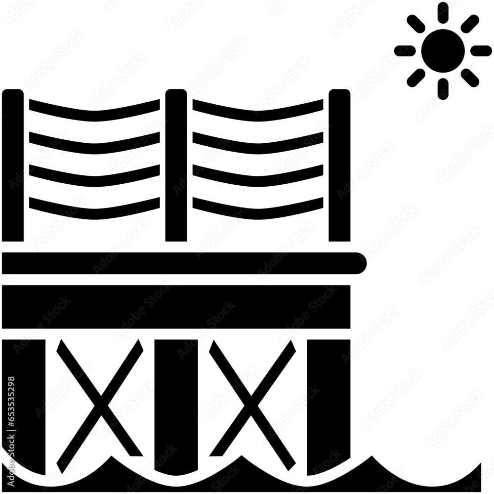 Pier Icon. Jetty Dock Seaside Symbol Stock Illustration. Vector Solid Icons For UI Web Design And Presentation Pier Icon. Jetty Dock Seaside Symbol Stock Illustration. Vector Solid Icons For UI Web Design And Presentation