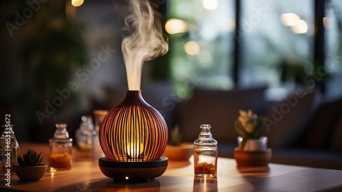 Aroma lamp with diffuser and oils at home