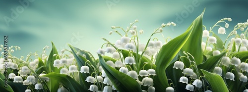 lily of the valley background spring flower wide banner wide format banner A background with a flower field atmosphere is suitable for a cover.