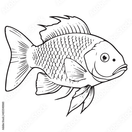 Fish sketch line art coloring page vector illustration