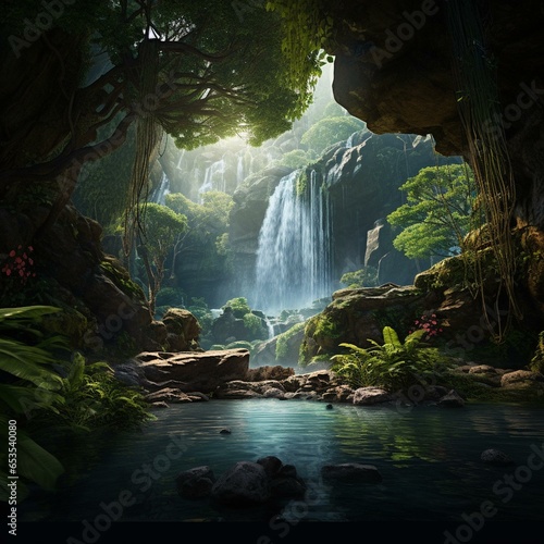 garden of eden waterfall nature cinematic