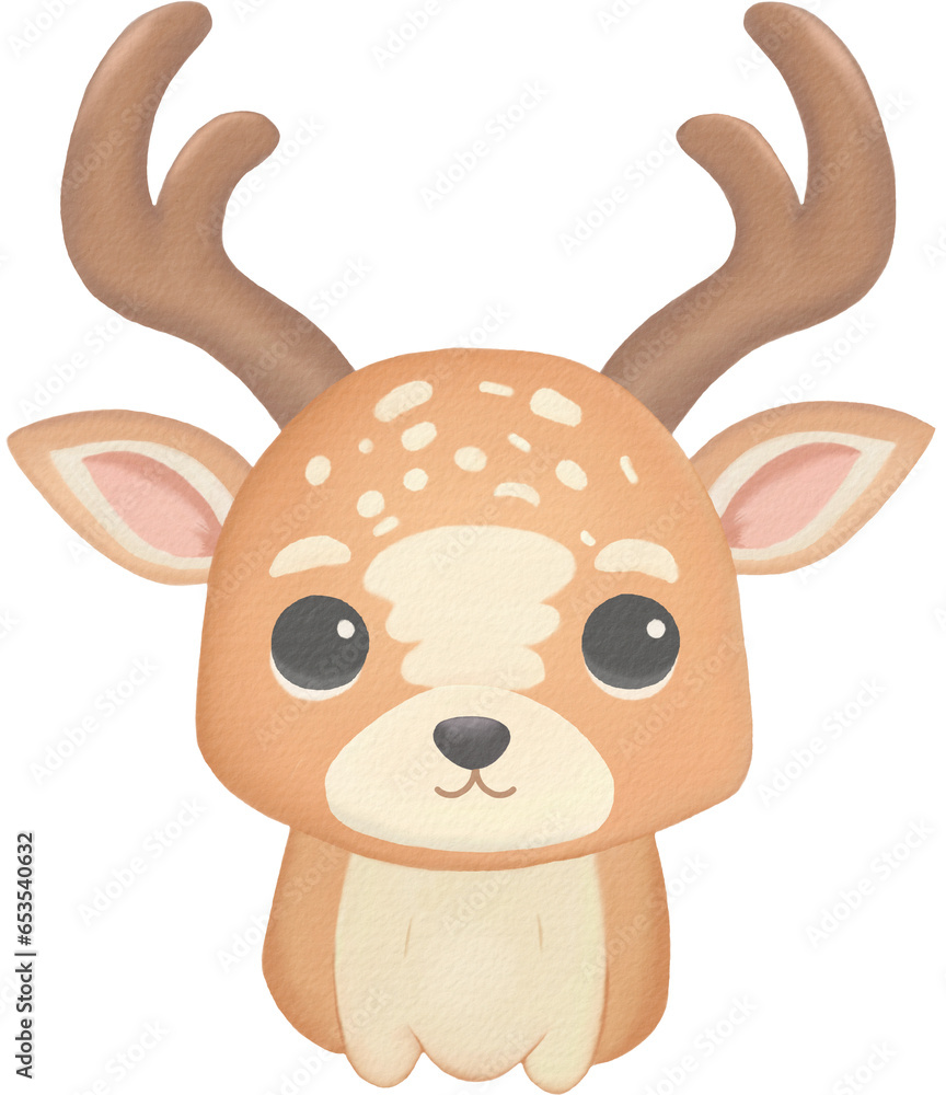 Cute little deer illustration watercolor PNG