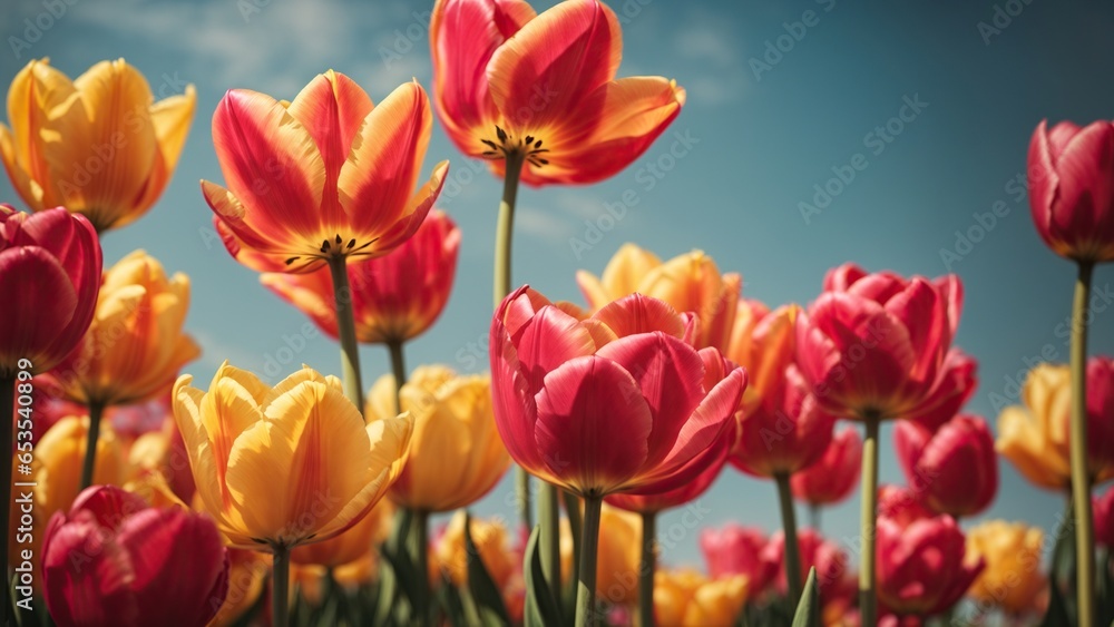 Fototapeta premium red and yellow tulips