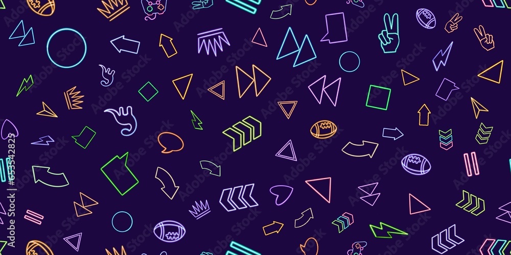 seamless pattern glowing desktop icon, neon set geometric sticker, neon geometric figure, glowing figure, neon geometrical figures seamless pattern glowing desktop icon, neon set geometric sticker, neon geometric figure, glowing figure, neon geometrical figures
