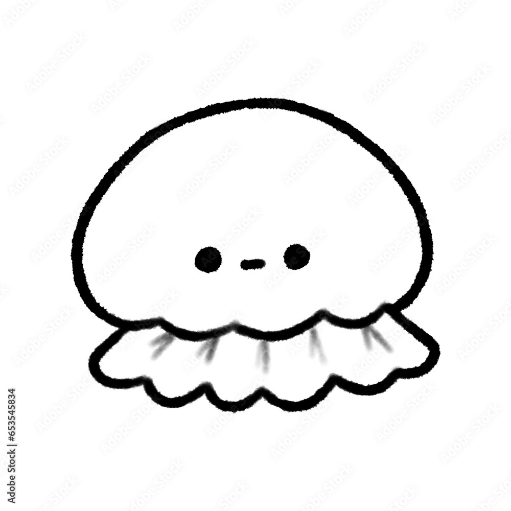 Line Jelly Fish Cute Doodle illustration, signs and symbols, Hand drawn, Pencil in doodle Line Jelly Fish Cute Doodle illustration, signs and symbols, Hand drawn, Pencil in doodle