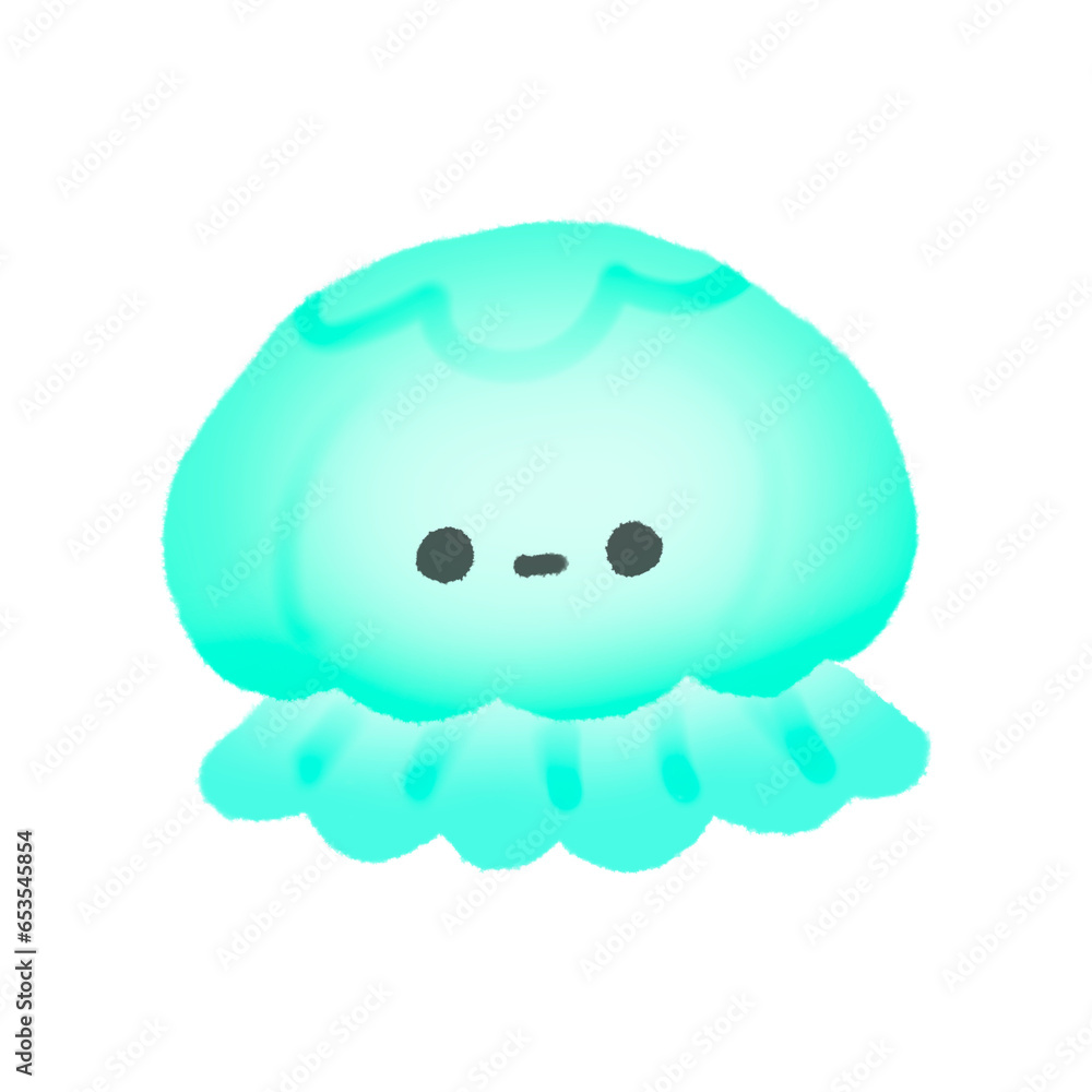 blue Jelly Fish Cute Doodle illustration, signs and symbols, Hand drawn, Pencil in doodle blue Jelly Fish Cute Doodle illustration, signs and symbols, Hand drawn, Pencil in doodle