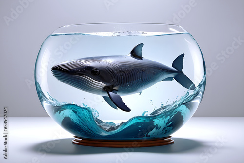 Whale swimming in a fishbowl. © Alan