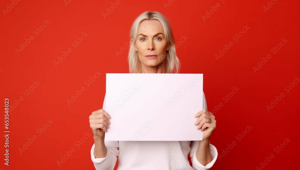 Woman holding a blank white paper. Mockup concept. Woman holding a blank white paper. Mockup concept.