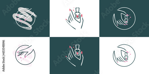 Nail beauty logo design element vector with modern concept