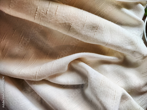linen crumpled crumpled speckled fabric background. Jute, abstract woven fabric texture