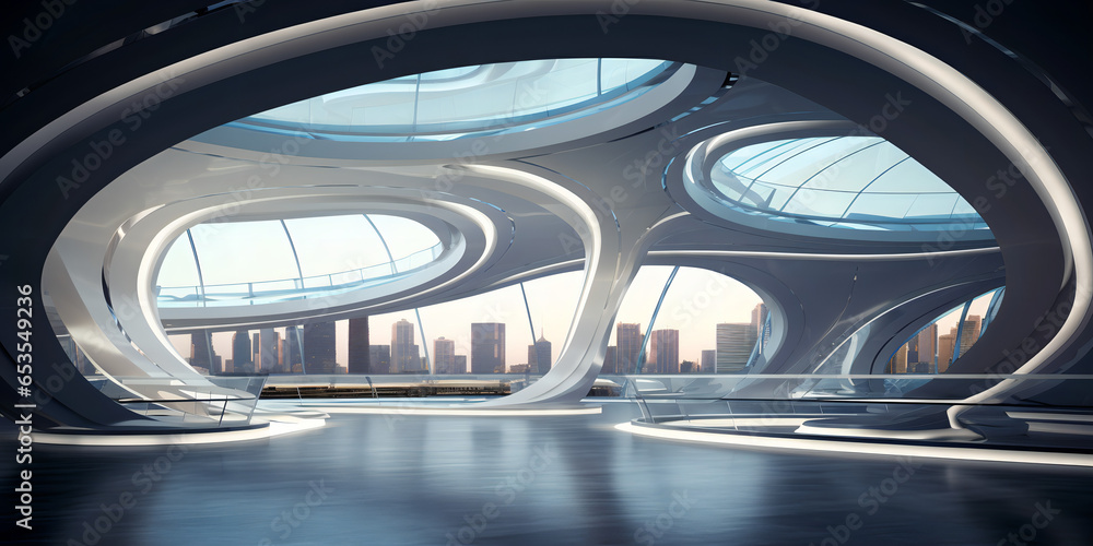 Abstract futuristic 3D architecture, Bright big windows, solid structure, The Futuristic Architecture Series Abstract futuristic 3D architecture, Bright big windows, solid structure, The Futuristic Architecture Series