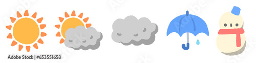 シンプルかわいい天気のイラストセット