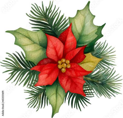 Christmas Decorate Watercolor PNG illustration paper texture © bentoe