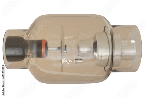 X-ray generator tube 3D rendering image used for medicine isolated on tranbsparent background. photo