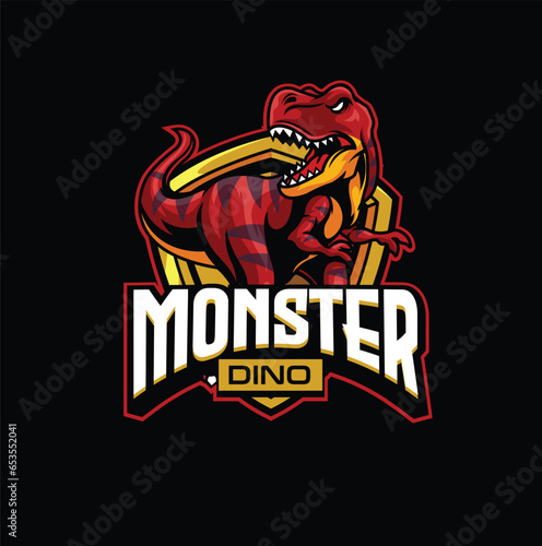 Vector illustration of trex mascot logo template for sport team and gaming team