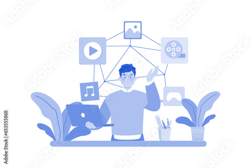 Link builder acquiring high-quality backlinks for SEO.