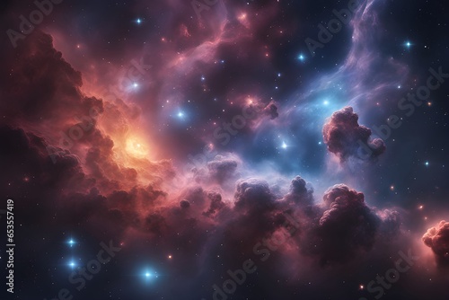 Scene of a Beautiful Nebula in the Universe, Colorful Space Galaxy Nebula, Astronomy, AI Generated