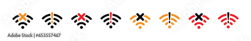 wireless wifi icon set. internet error icon symbol sign collection, vector illustration