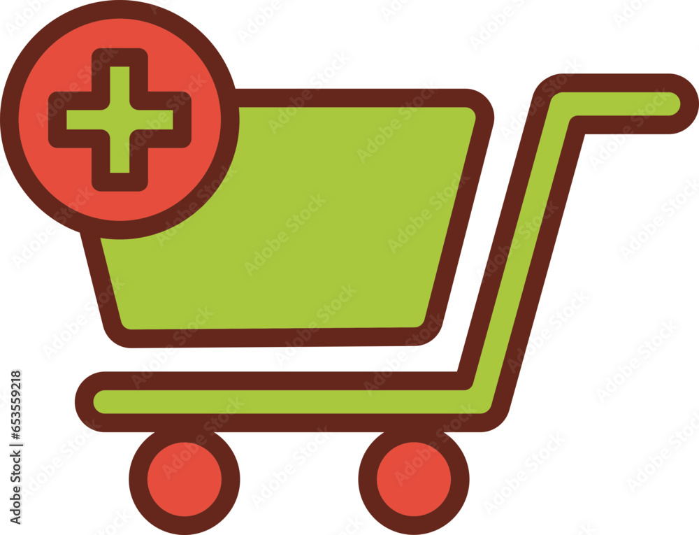 shopping cart add on order flat icon 3 colors. shopping cart add on order flat icon 3 colors.