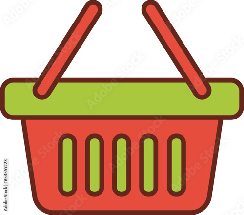 shopping basket flat icon 3 colors.
