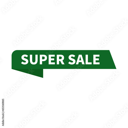 Super Sale In Green Rectangle Ribbon Shape For Advertisement
