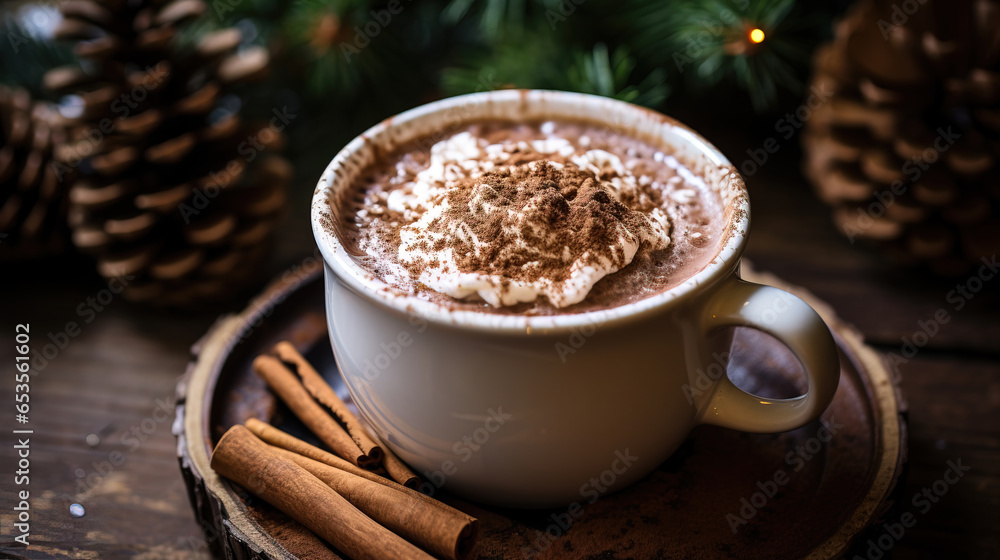 minimalistic wallpaper with with hot chocolate, empty copy space mock up minimalistic wallpaper with with hot chocolate, empty copy space mock up