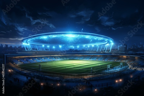 nighttime football stadium. Generative AI
