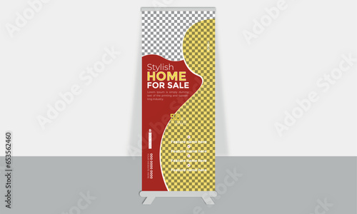 modern home sell vector real estate rollup banner or pullup banner design