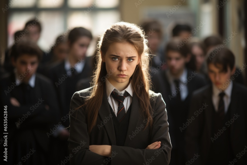 eenager in School Uniform Expresses Frustration eenager in School Uniform Expresses Frustration