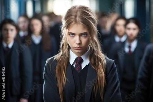 eenager in School Uniform Expresses Frustration