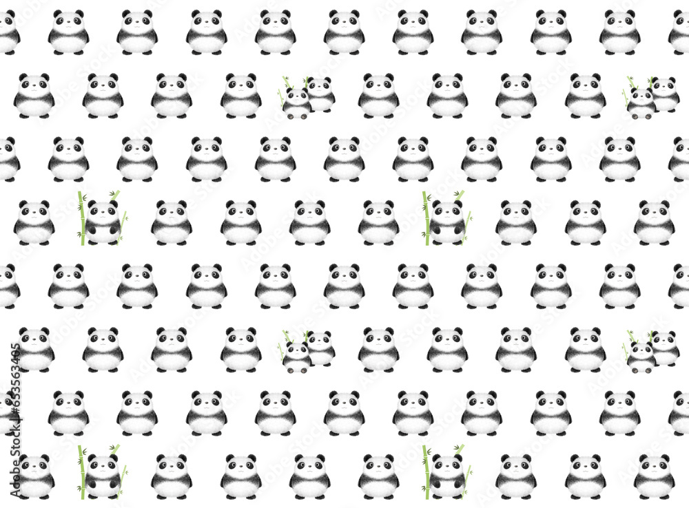パンダのシームレスパターン A-5