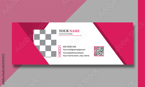 Email signature modern template design layout. Emailers personal business minimalist personal web social media cover. photo