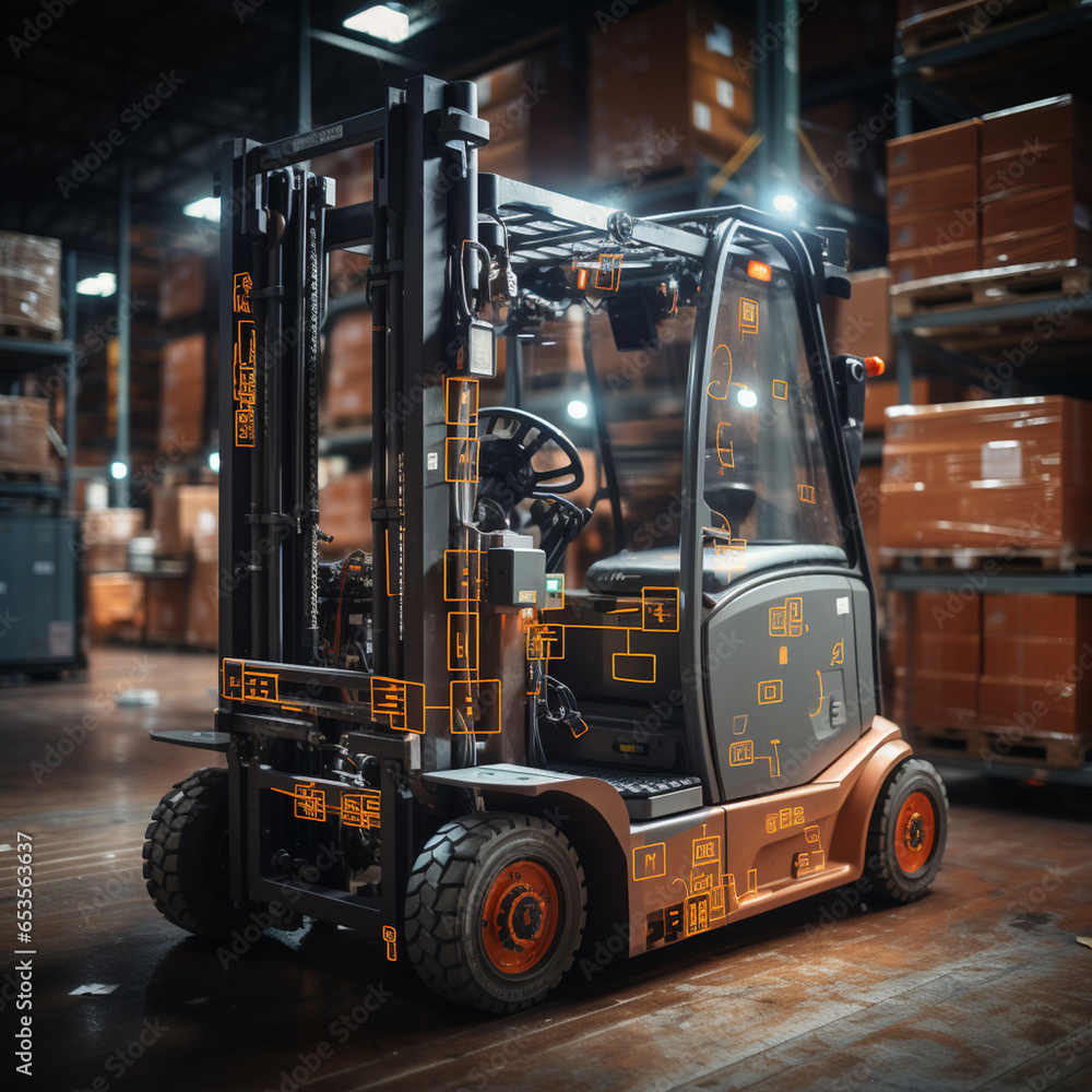 Warehouse with Sensors Scan Cardboard Boxes Warehouse with Sensors Scan Cardboard Boxes