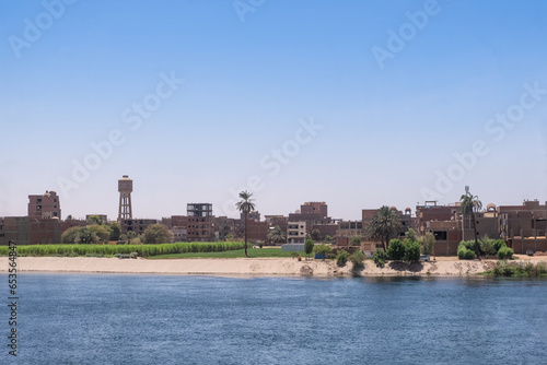 Luxor Port Panorama from Luxury Cruise Ship, Egypt. Egypt Summer Travel