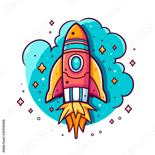 Rocket flying in space Cartoon PNG  illustration For Tshirt  Mug