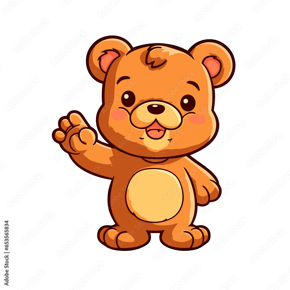 Teddy bear waving hand Cartoon PNG, illustration For Tshirt, Mug Teddy bear waving hand Cartoon PNG, illustration For Tshirt, Mug