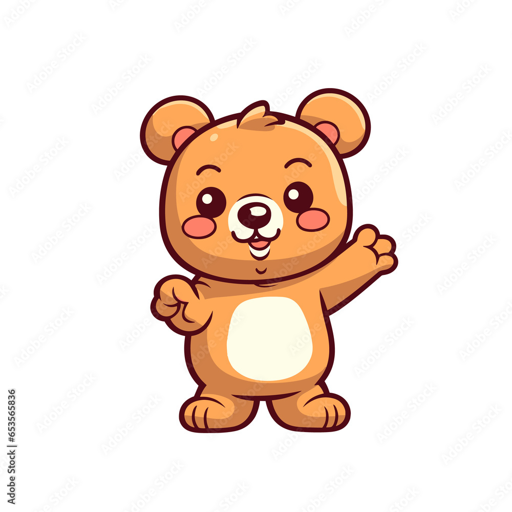 Teddy bear waving hand Cartoon PNG, illustration For Tshirt, Mug Teddy bear waving hand Cartoon PNG, illustration For Tshirt, Mug
