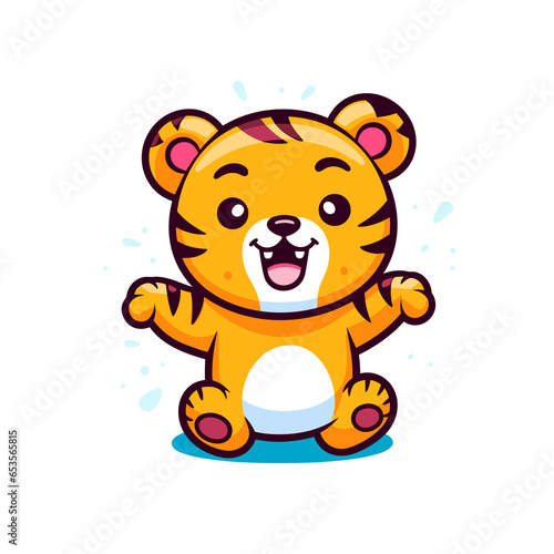 Tiger jumping Cartoon PNG  illustration For Tshirt  Mug