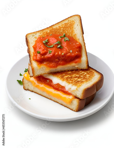 Illustration design of tasteful Grilled Cheese with Tomato Sauce AI generated image.
