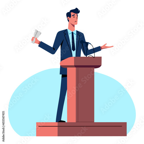 person with a megaphone, Public speaking. A candidate, a politician, a celebrity