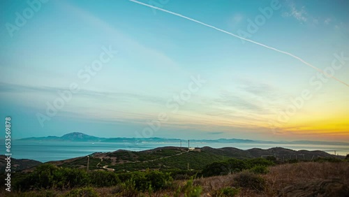 Panorama of the mountains and the Bay of Gibraltar near the Spanish city of Algeciras
