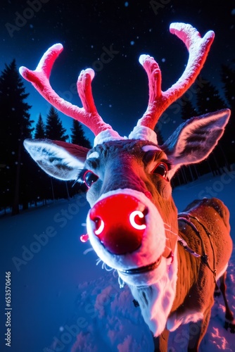 Reindeer with glowing red nose 
