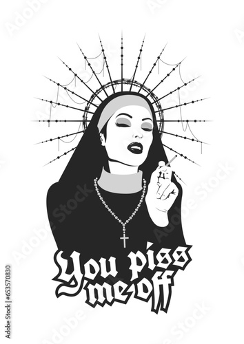 Nun Smoking Provocative Religious Poster