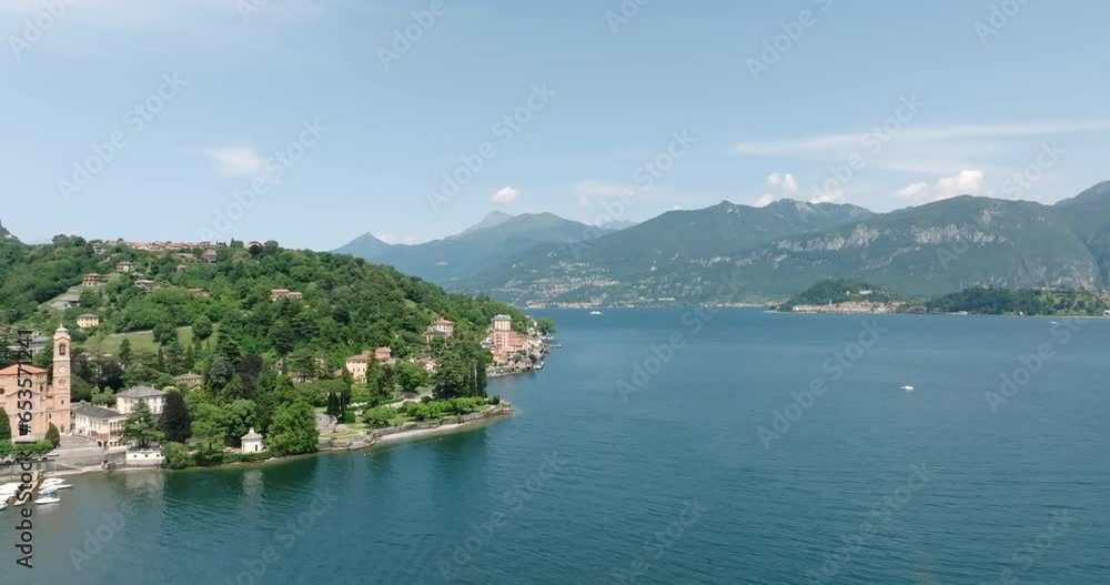 Aerial view of Lake Como with Tremezzo village, Lombardy, Italy Aerial view of Lake Como with Tremezzo village, Lombardy, Italy