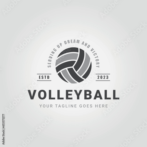 emblem badge volleyball championship logo icon vector design illustration